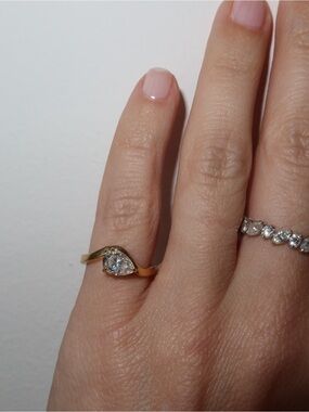 East West Pear Moissanite Pinky Ring | 1 CT | Gold Vermeil | Size 3.25
